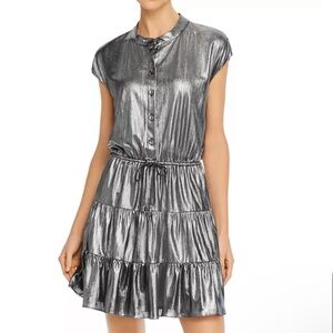 Rebecca Minkoff Ollie Tiered Metallic Mini Dress